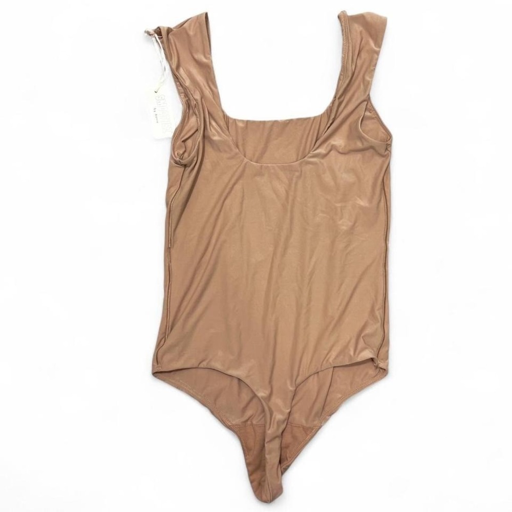 Aerie Smoothez Square Neck Bodysuit Tan Tank Style Womens Small Thong NWT - Picture 6 of 6